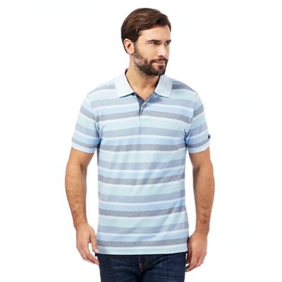 Mantaray Big and tall blue colour block striped polo shirt